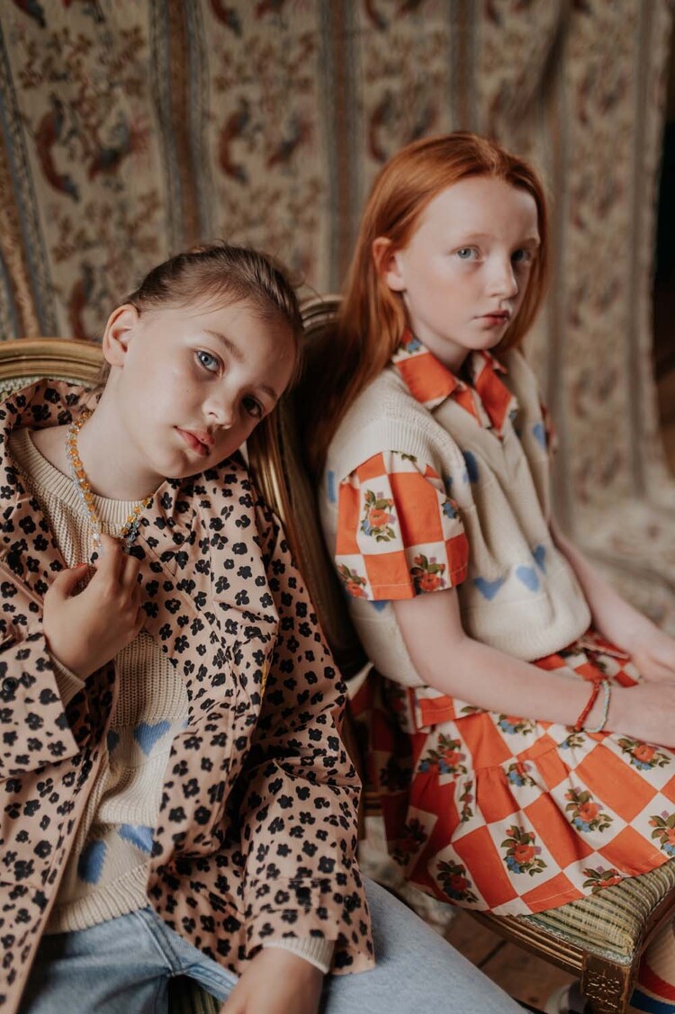 REPOSE AMS Knit Spencer - Summer Day Blue Hearts