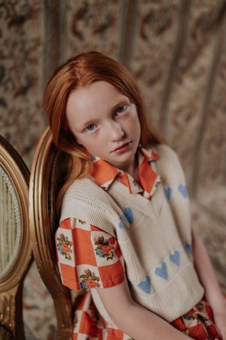 REPOSE AMS Knit Spencer - Summer Day Blue Hearts