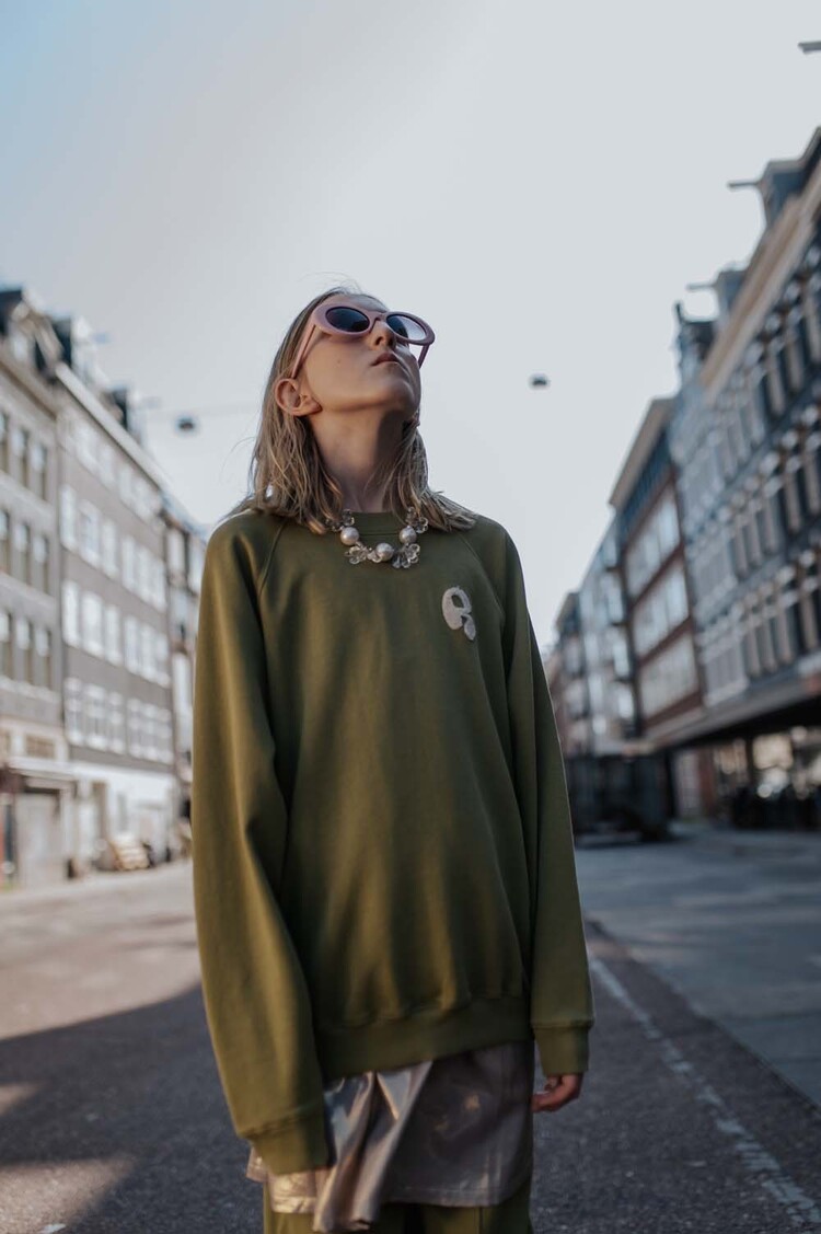 REPOSE AMS Raglan Sweater - Green Moss