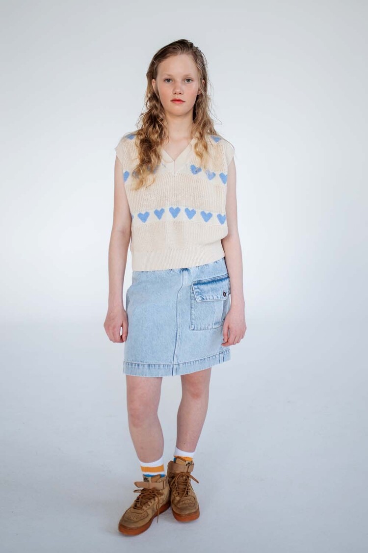 REPOSE AMS Knit Spencer - Summer Day Blue Hearts