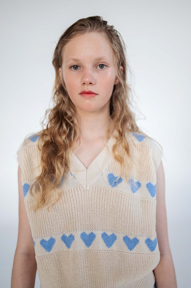 REPOSE AMS Knit Spencer - Summer Day Blue Hearts