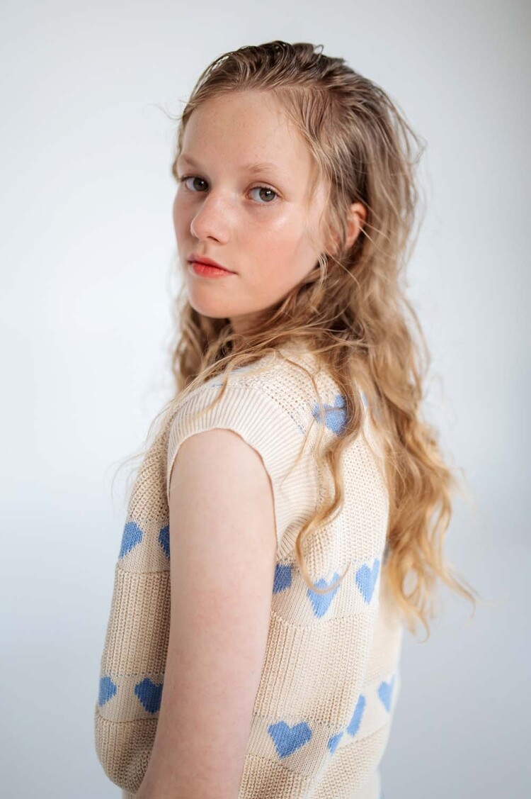 REPOSE AMS Knit Spencer - Summer Day Blue Hearts