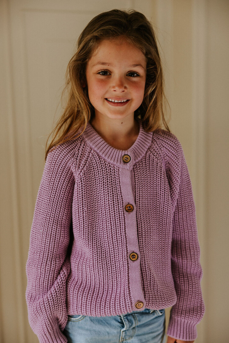 Yuki kidswear Raglan Cardigan - ORCHID