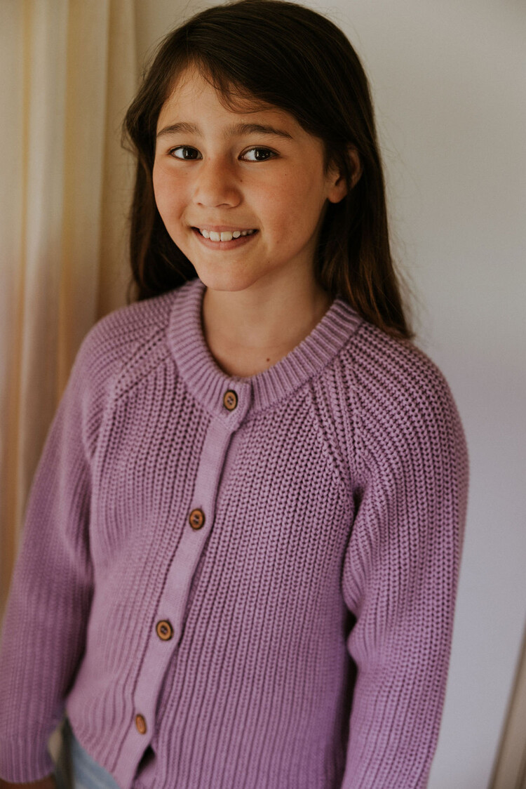 Yuki kidswear Raglan Cardigan - ORCHID