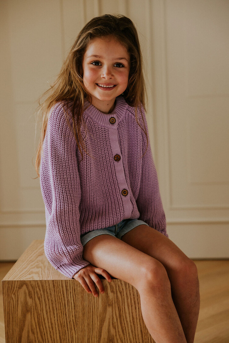 Yuki kidswear Raglan Cardigan - ORCHID