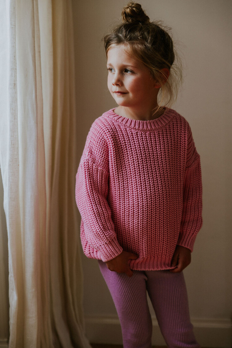 Yuki kidswear Chunky Knitted Sweater - BUBBLE GUM PINK