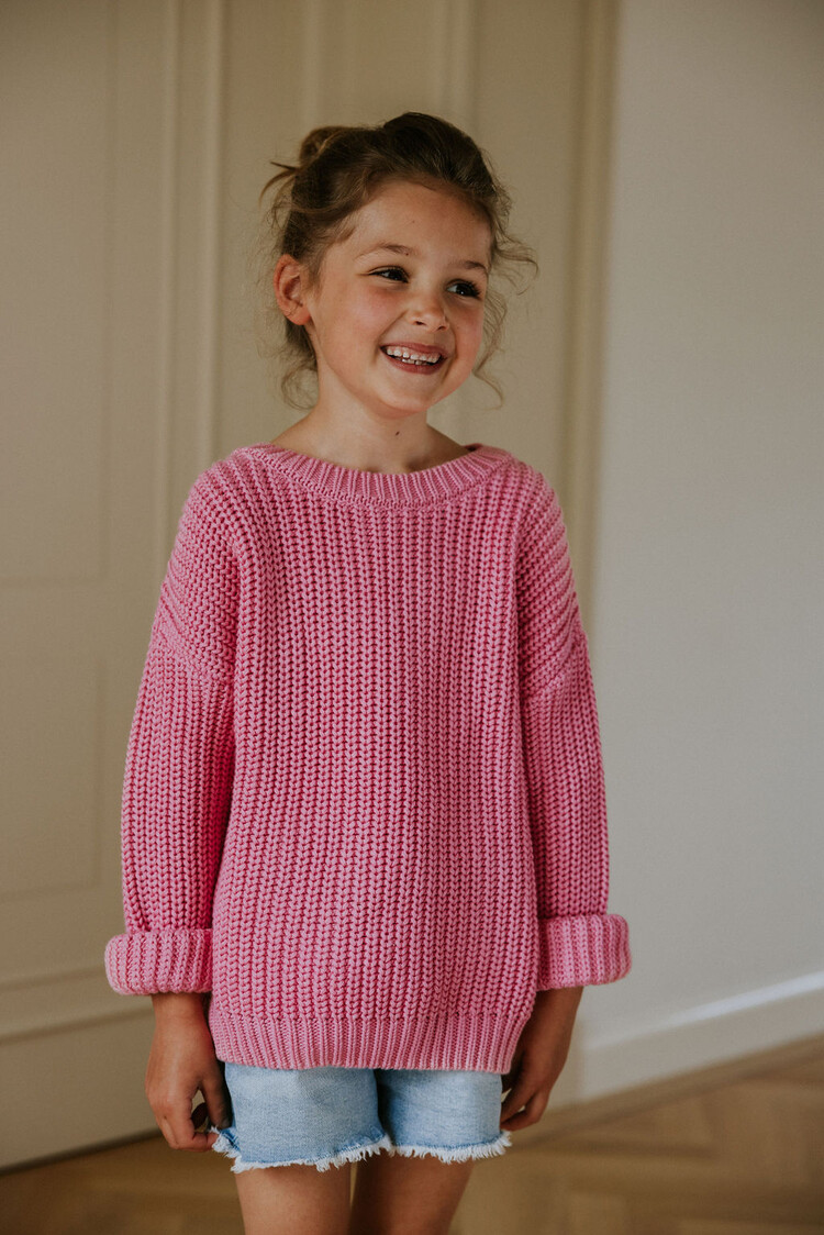 Yuki kidswear Chunky Knitted Sweater - BUBBLE GUM PINK