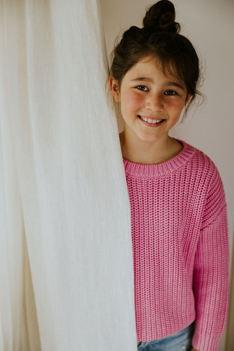 Yuki kidswear Chunky Knitted Sweater - BUBBLE GUM PINK