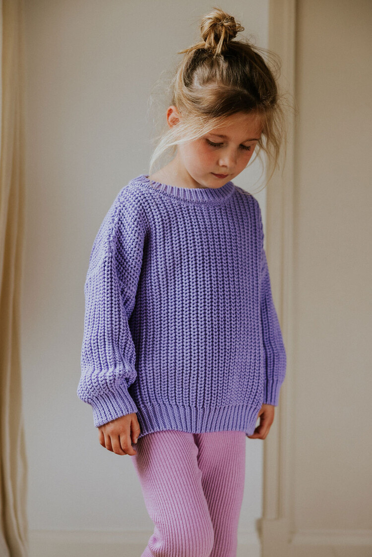 Yuki kidswear Chunky Knitted Sweater - LAVENDER