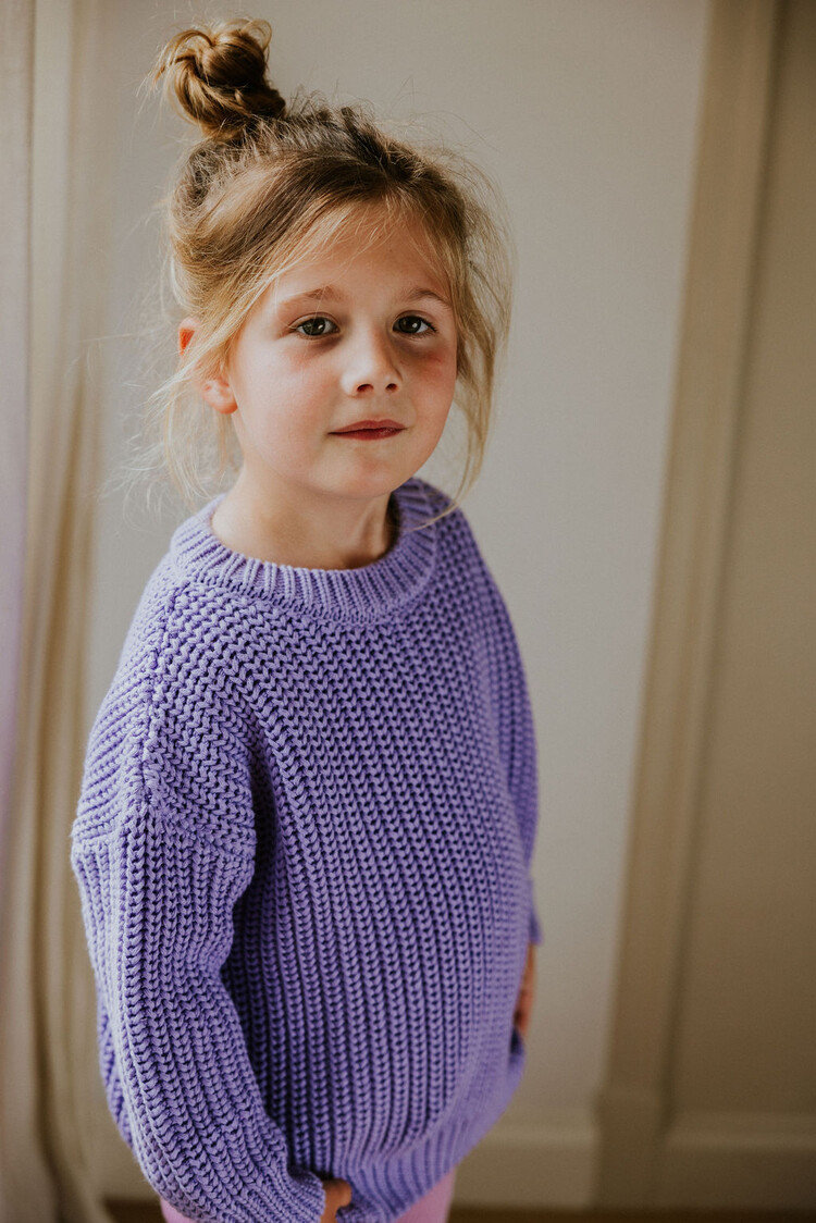 Yuki kidswear Chunky Knitted Sweater - LAVENDER