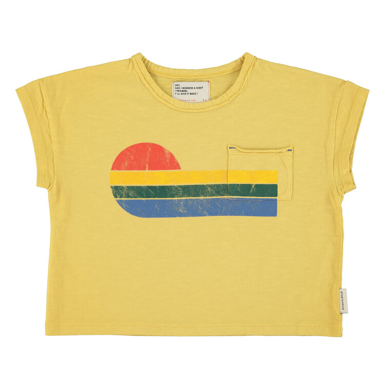 Piupiuchick T'shirt | yellow w/ multicolor wave print