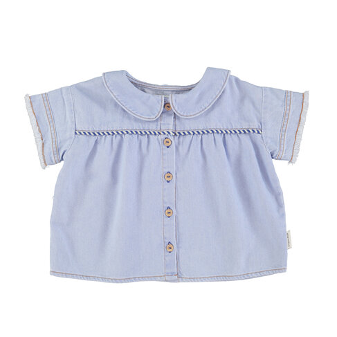 Piupiuchick Peter Pan collar shirt | light blue soft denim
