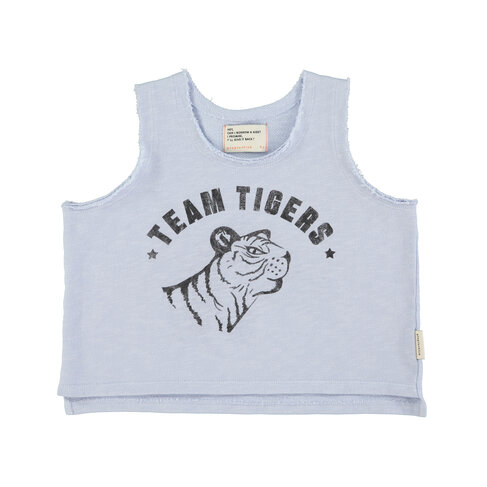 Piupiuchick Sleeveless T´shirt | light blue w/ tiger print