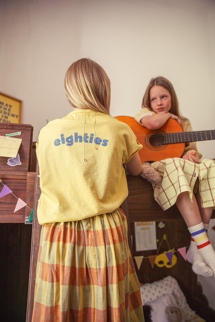 Piupiuchick T'shirt | yellow w/ multicolor wave print