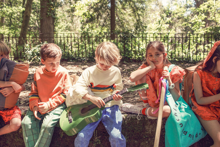 Piupiuchick Sweatshirt | peach w/ multicolor stripes