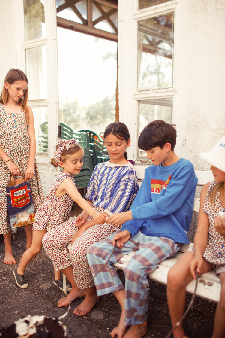 Piupiuchick Knitted Blouse w/ collar | ecru & blue