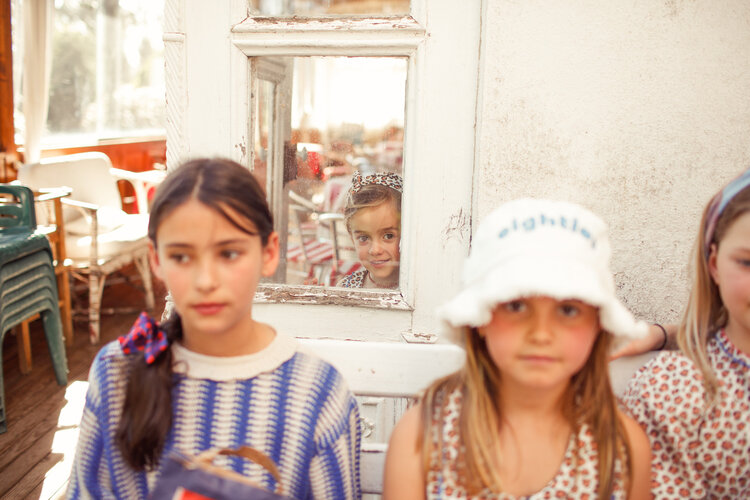 Piupiuchick Knitted Blouse w/ collar | ecru & blue