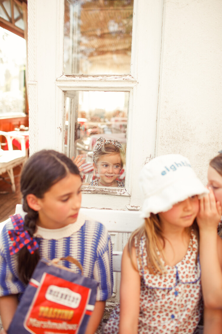 Piupiuchick Knitted Blouse w/ collar | ecru & blue