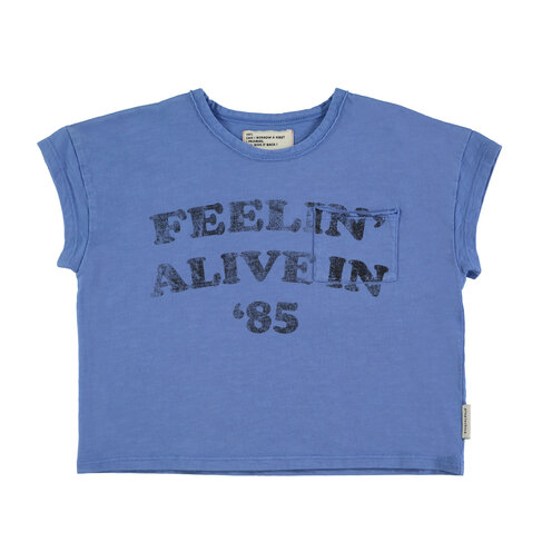 Piupiuchick T'shirt | blue w/ "feelin' alive" print