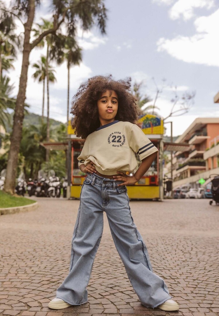 Charlie Petite T-shirt Lianne - Cream/Indigo