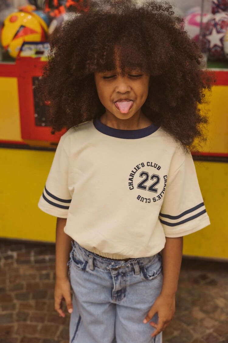 Charlie Petite T-shirt Lianne - Cream/Indigo