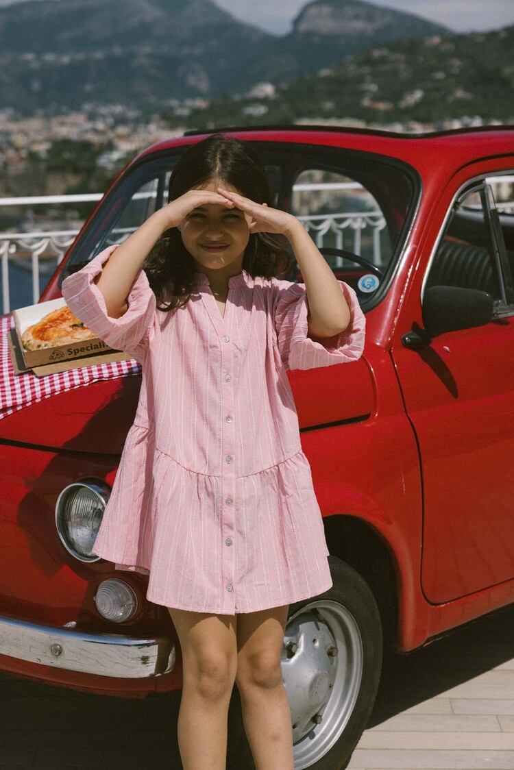 Charlie Petite Dress Isabelle - Stripes Pink/White