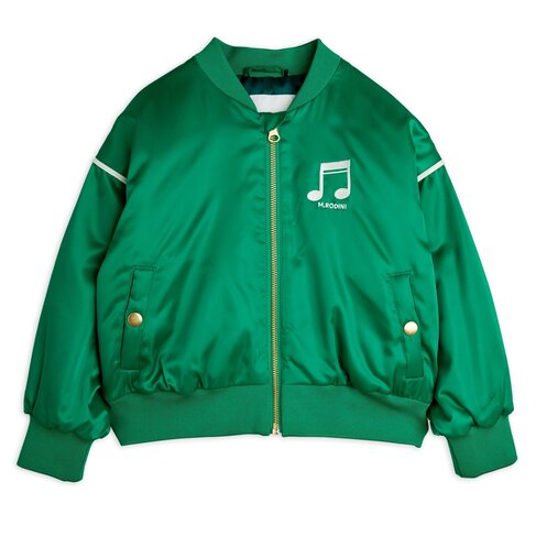 Mini Rodini Note chenille satin baseball jacket - Green