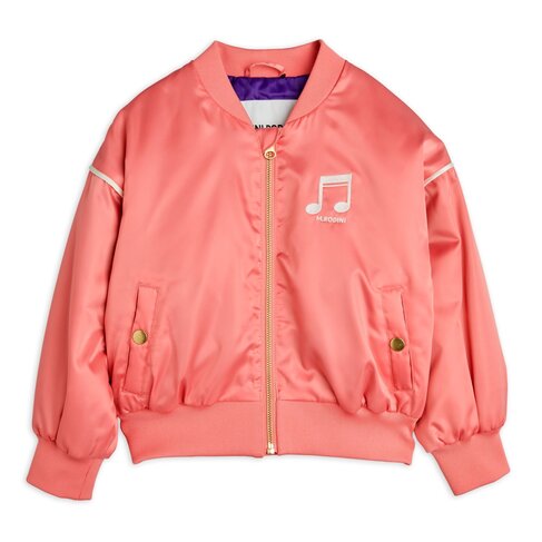 Mini Rodini Note chenille satin baseball jacket - Pink