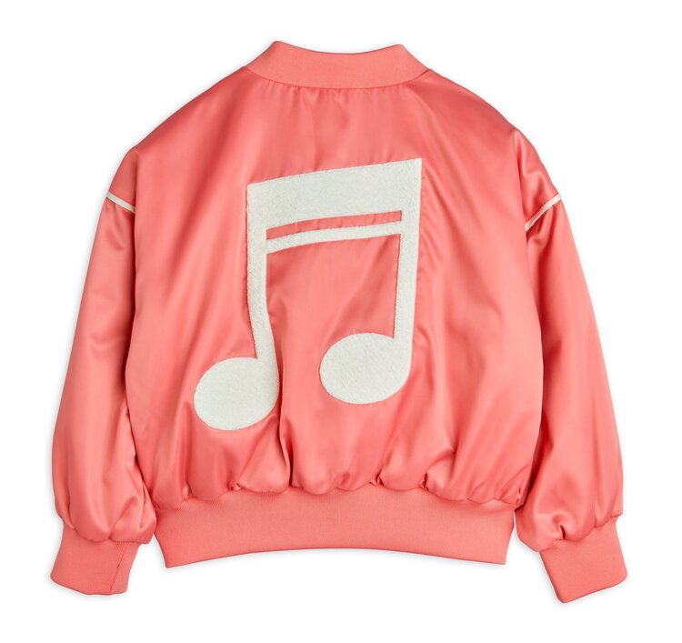 Mini Rodini Note chenille satin baseball jacket - Pink