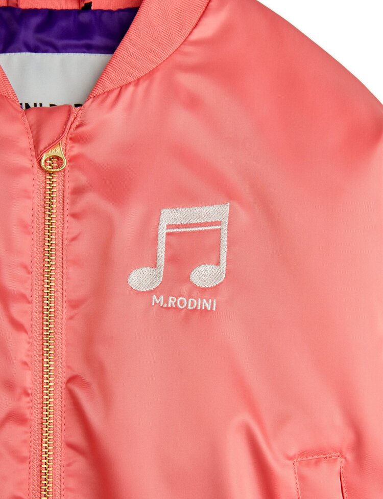Mini Rodini Note chenille satin baseball jacket - Pink