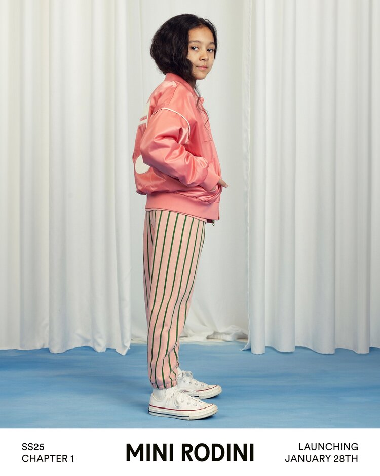 Mini Rodini Note chenille satin baseball jacket - Pink