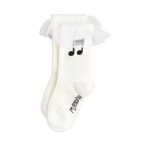 Mini Rodini Note frill 1-pck socks - White