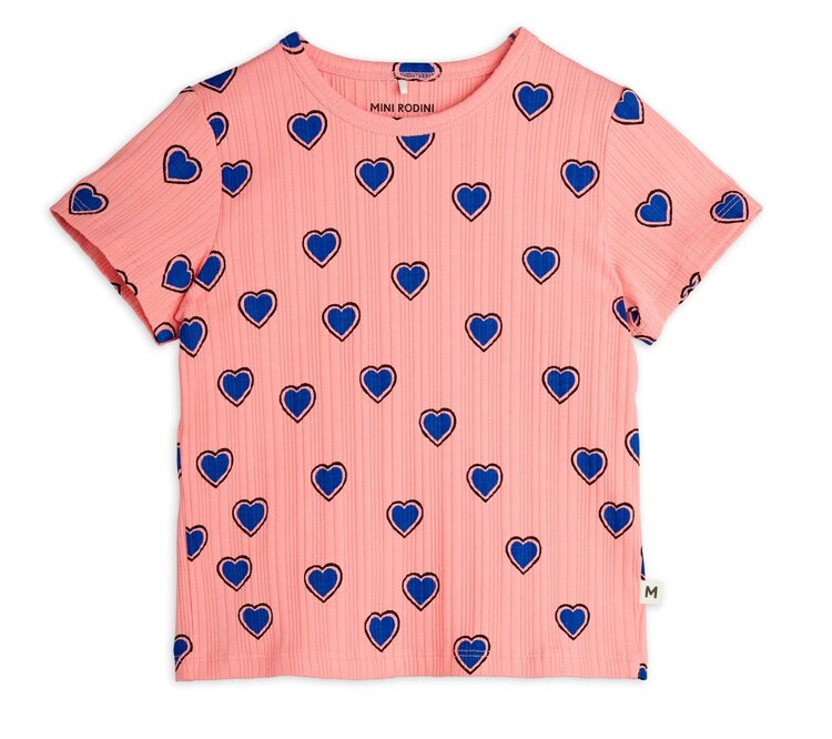 Mini Rodini Outlined hearts op ss tee - Pink