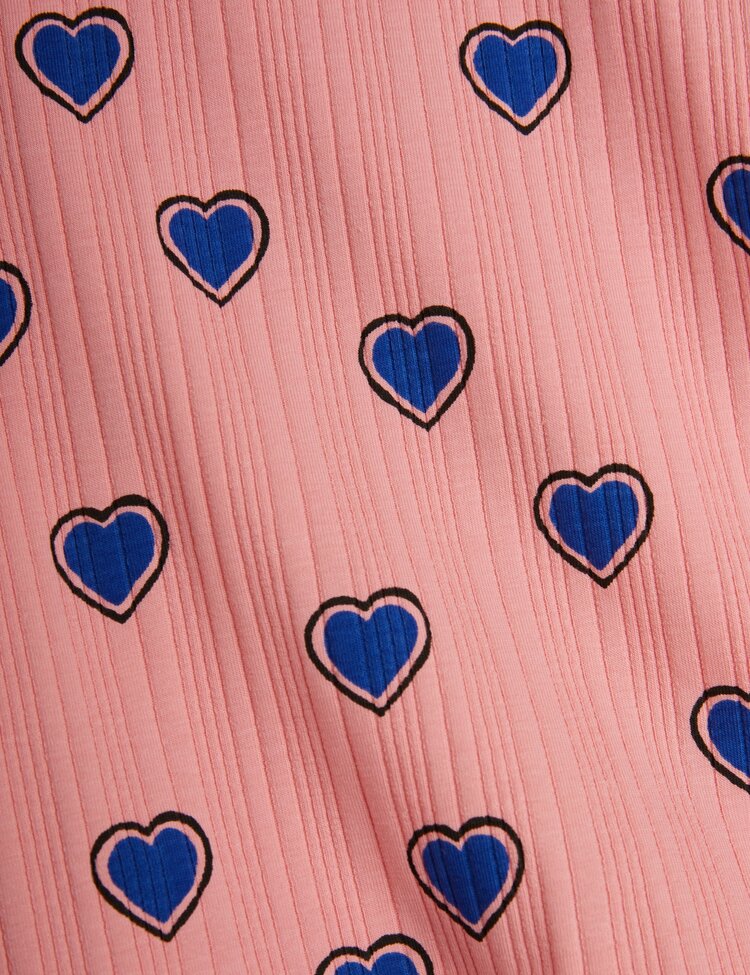 Mini Rodini Outlined hearts on ss tee - Pink