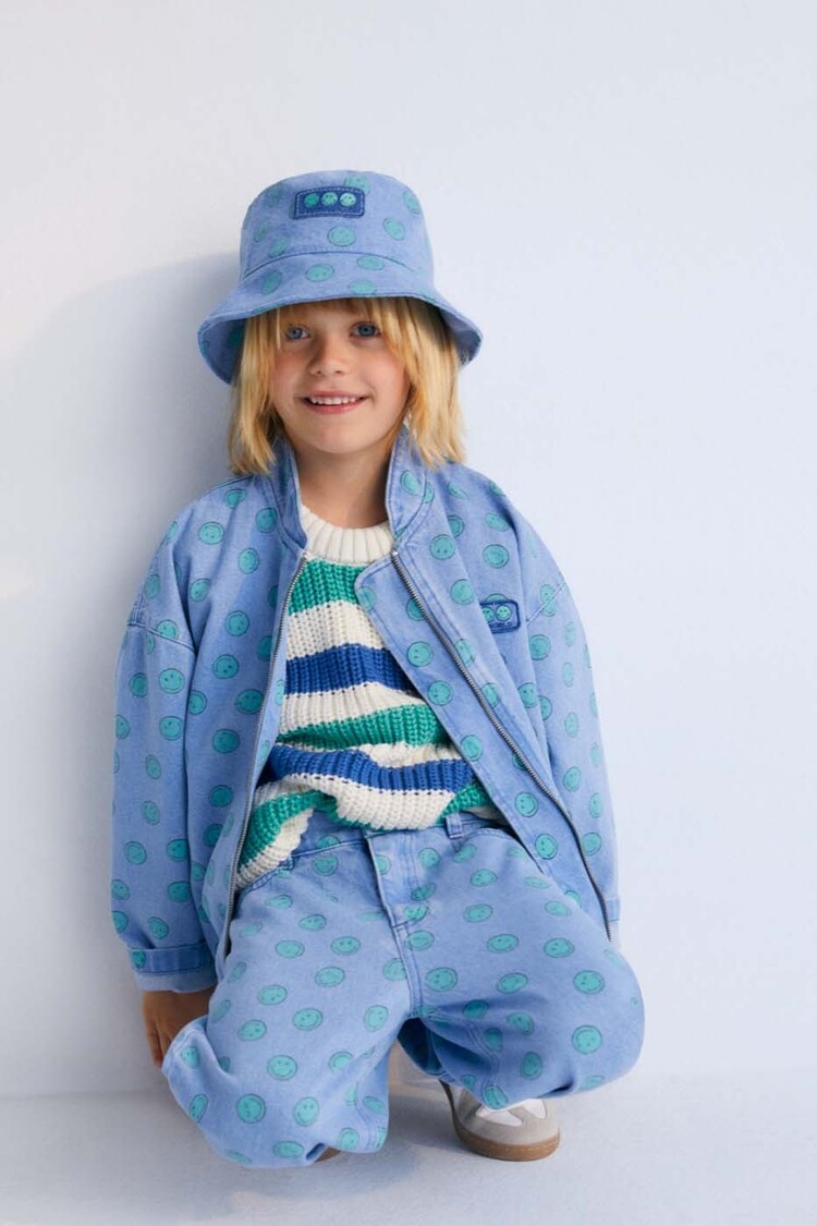 The New Society Bomber Smiley - Light Blue Denim