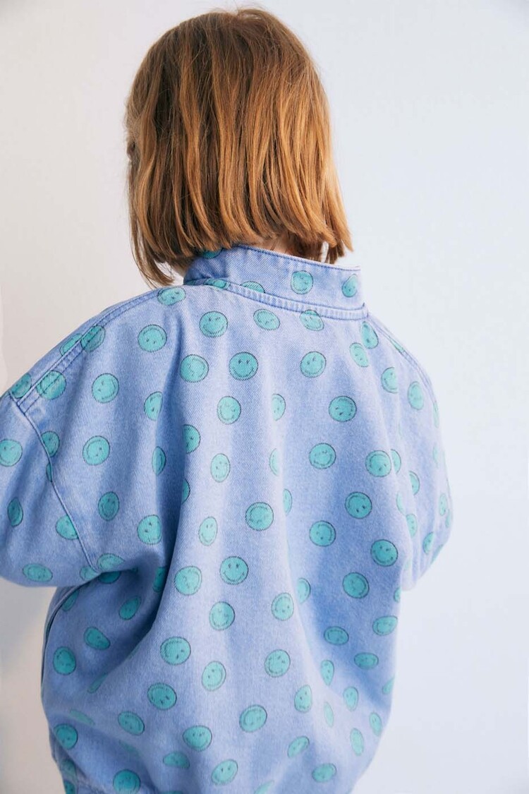 The New Society Bomber Smiley - Light Blue Denim