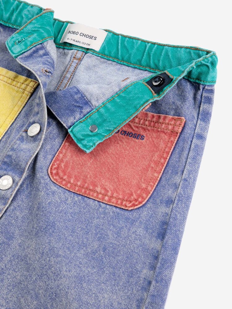 Bobo Choses Color block denim skirt