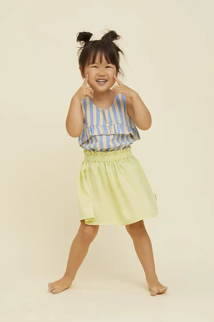 Sproet & Sprout Ruffle Singlet Stripes - Sesame