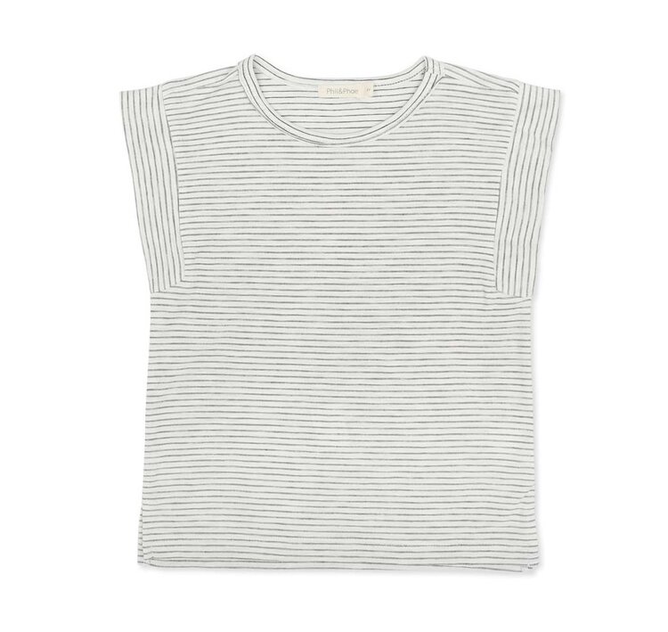 Phil & Phae Boxy tee s/s stripes - coconut stripes