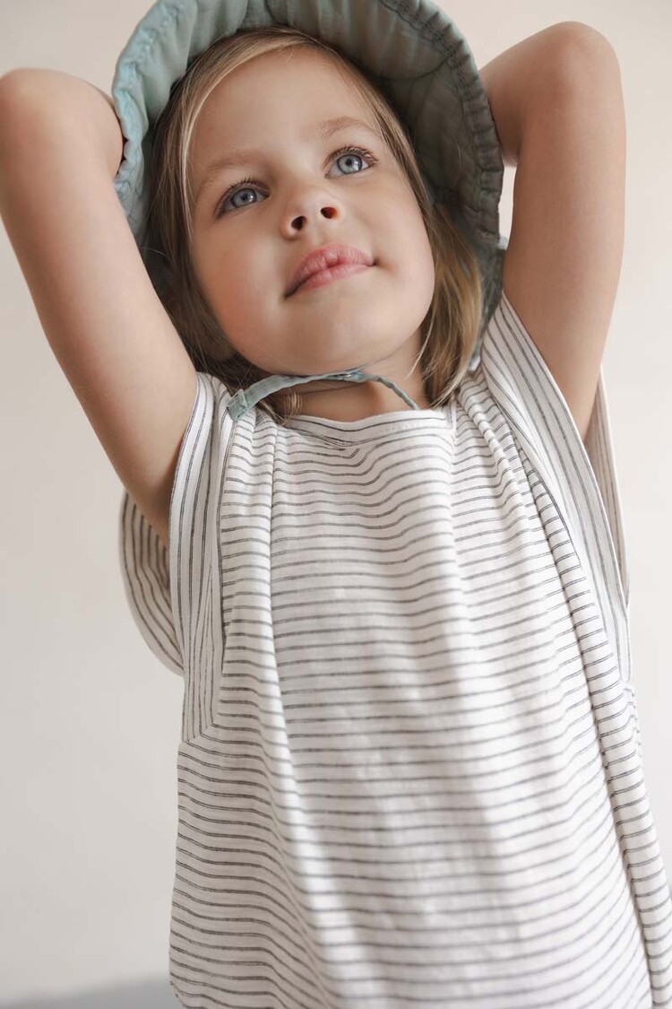 Phil & Phae Boxy tee s/s stripes - coconut stripes