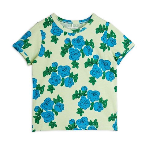 Mini Rodini Blue roses aop ss tee - Green