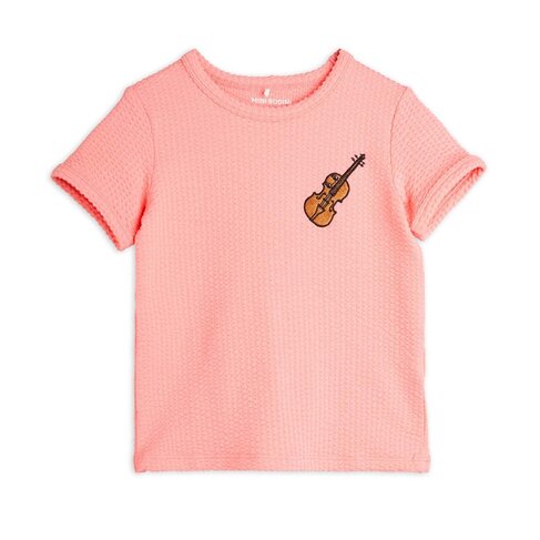 Mini Rodini Violin emb ss tee - Pink