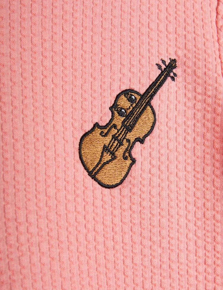 Mini Rodini Violin emb ss tee - Pink