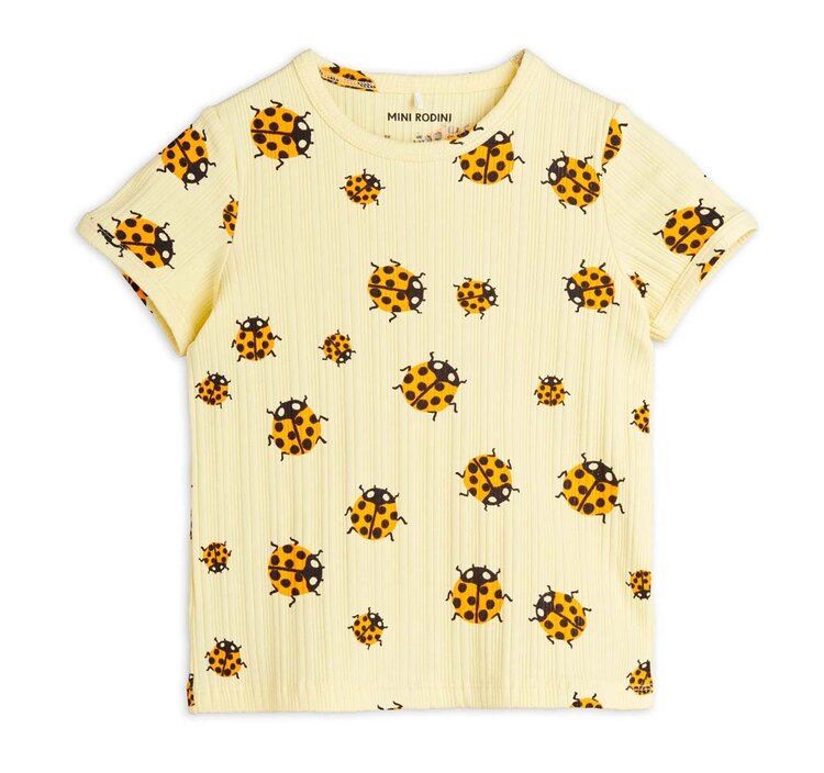 Mini Rodini Ladybugs aop ss tee - Yellow
