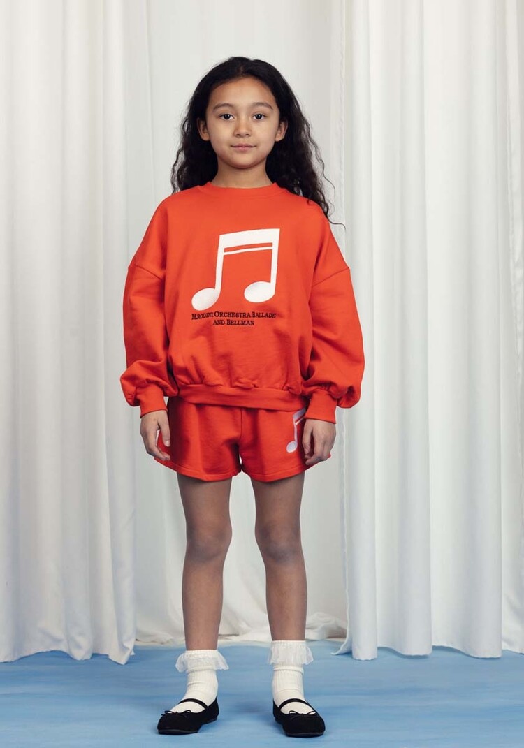 Mini Rodini Note emb sweatshorts - Red