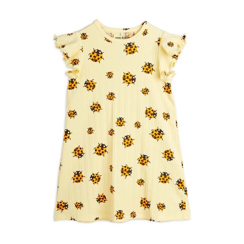 Mini Rodini Ladybugs aop wing dress - Yellow