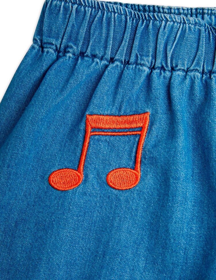 Mini Rodini Note emb lightweight denim shorts