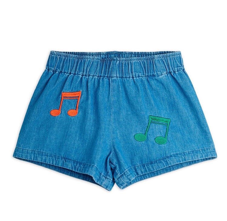 Mini Rodini Note emb lightweight denim shorts
