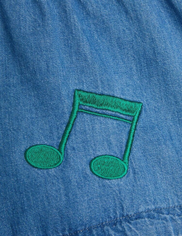 Mini Rodini Note emb lightweight denim shorts