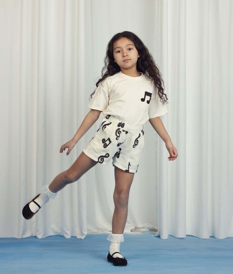 Mini Rodini Note chenille ss tee - Offwhite